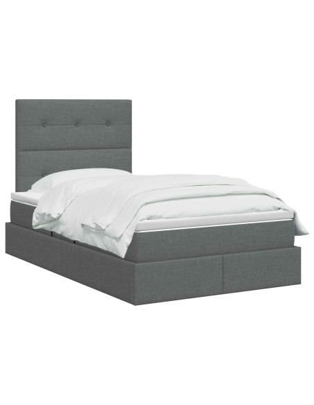 Letto con contenitore LED e materasso Grigio Scuro 120 x 200 cm