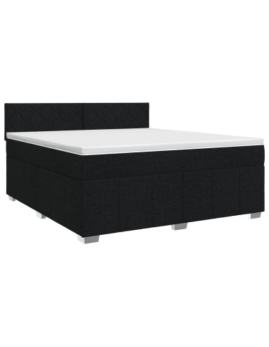 Letto box spring con materasso Nero 140 x 200 cm Tessuto