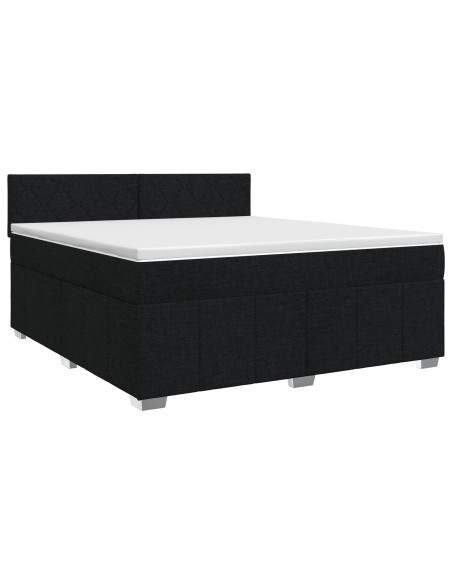 Letto box spring con materasso Nero 140 x 200 cm Tessuto