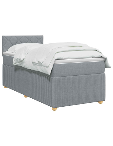 Letto box spring con materasso Grigio Chiaro 100 x 200 cm