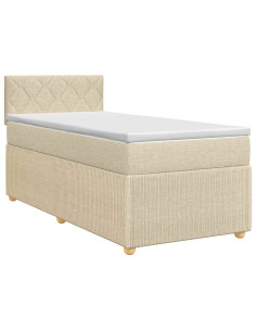 Letto box spring con materasso Crema 100 x 200 cm Tessuto 2