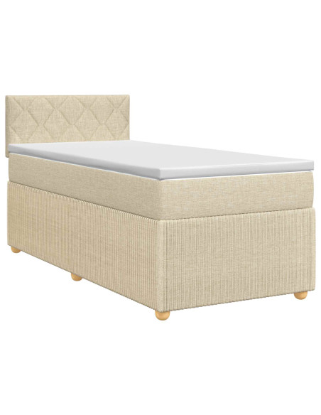 Letto box spring con materasso Crema 100 x 200 cm Tessuto