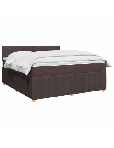 Letto box spring con materasso Marrone Scuro 140 x 190 cm