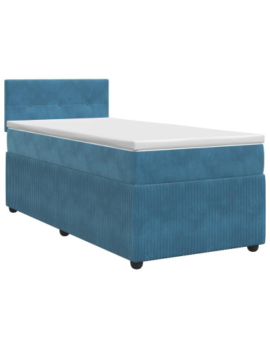 Letto box spring con materasso Blu Scuro 100 x 200 cm Velluto