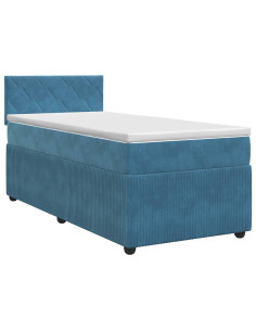 Letto box spring con materasso Blu Scuro 100 x 200 cm Velluto 2