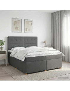Letto box spring con materasso Grigio Scuro 180 x 200 cm