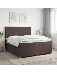 Letto box spring con materasso Marrone Scuro 200 x 200 cm