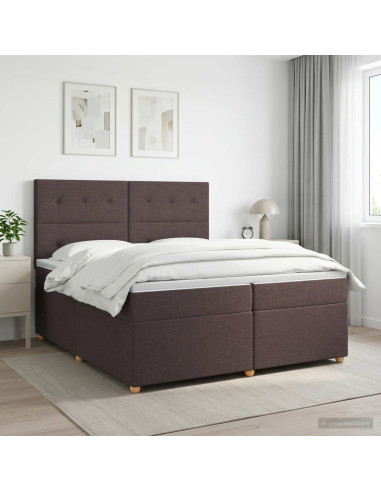 Letto box spring con materasso Marrone Scuro 200 x 200 cm