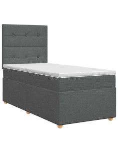 Letto box spring con materasso Grigio Scuro Singolo Tessuto 2