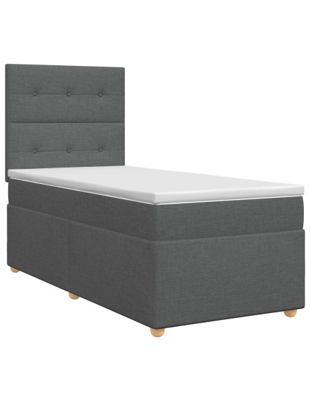 Letto box spring con materasso Grigio Scuro Singolo Tessuto