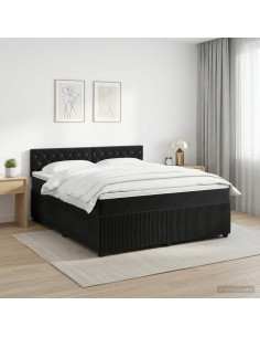 Letto box spring con materasso Nero 140 x 190 cm Velluto