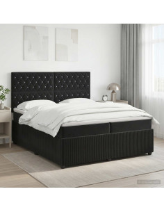 Letto box spring con materasso Nero 200 x 200 cm Velluto