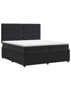 Letto box spring con materasso Nero 200 x 200 cm Velluto 2