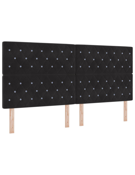 Letto box spring con materasso Nero 200 x 200 cm Velluto