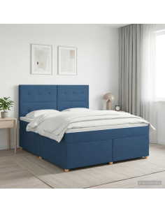 Letto box spring con materasso Blu 180 x 200 cm Tessuto