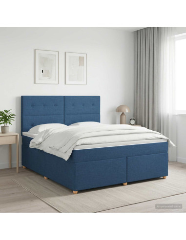 Letto box spring con materasso Blu 180 x 200 cm Tessuto