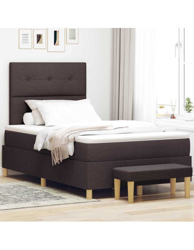 Letto a molle con testiera Marrone scuro 200 x 120 cm Tessuto