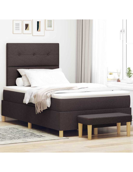 Letto a molle con testiera Marrone scuro 200 x 120 cm Tessuto