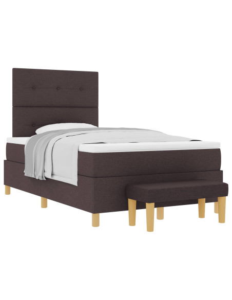 Letto a molle con testiera Marrone scuro 200 x 120 cm Tessuto