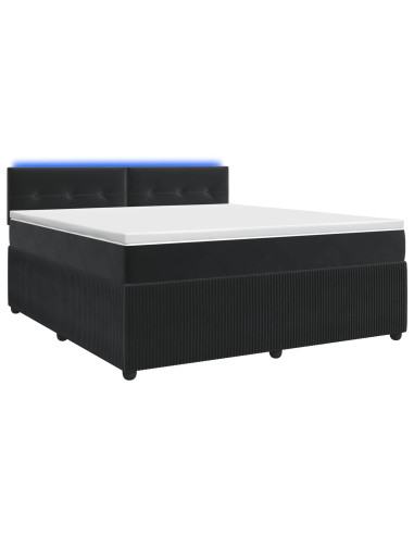 Letto box spring con materasso Nero 160 x 200 cm Velluto