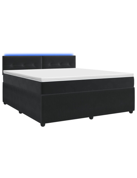 Letto box spring con materasso Nero 160 x 200 cm Velluto