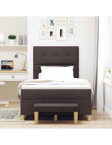 Letto a molle con testiera Marrone scuro 200 x 120 cm Tessuto