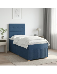 Letto box spring con materasso Blu 90 x 190 cm Tessuto