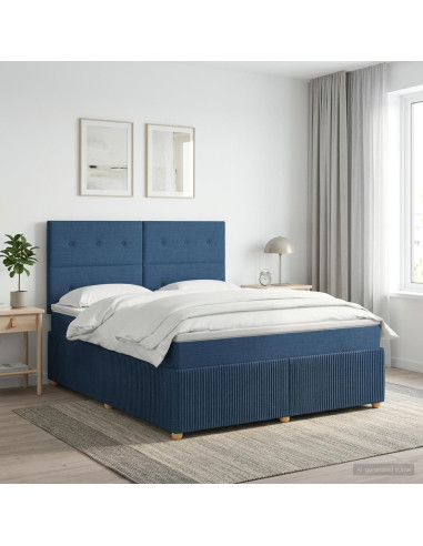 Letto box spring con materasso Blu 180 x 200 cm Tessuto