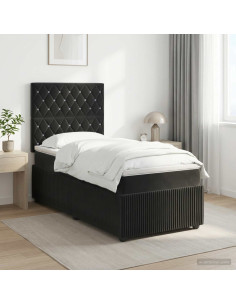 Letto box spring con materasso Nero 100 x 200 cm Velluto