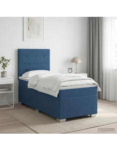 Letto box spring con materasso Blu 90 x 190 cm Tessuto