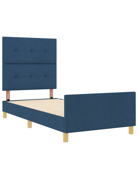 Struttura del letto con testiera Blu 90 x 190 cm Tessuto