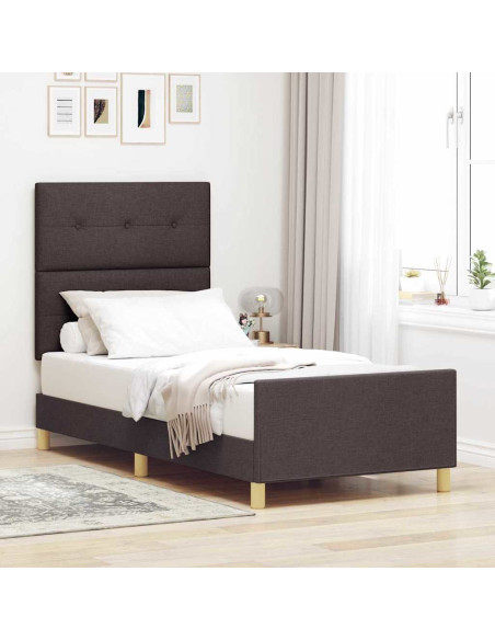 Struttura del letto Marrone scuro 100 x 200 cm Tessuto