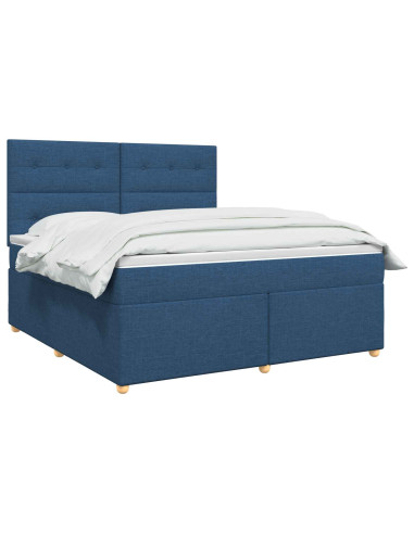 Letto box spring con materasso Blu 180 x 200 cm Tessuto