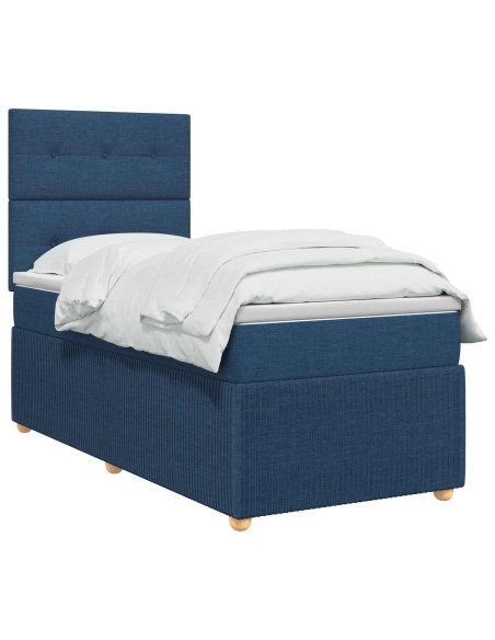 Letto box spring con materasso Blu 90 x 190 cm Tessuto