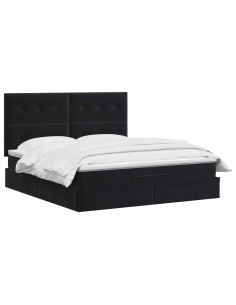 Letto ottomano con materasso Nero 160 x 200 cm Velluto 2