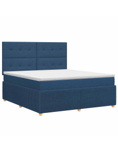 Letto box spring con materasso Blu 180 x 200 cm Tessuto 2