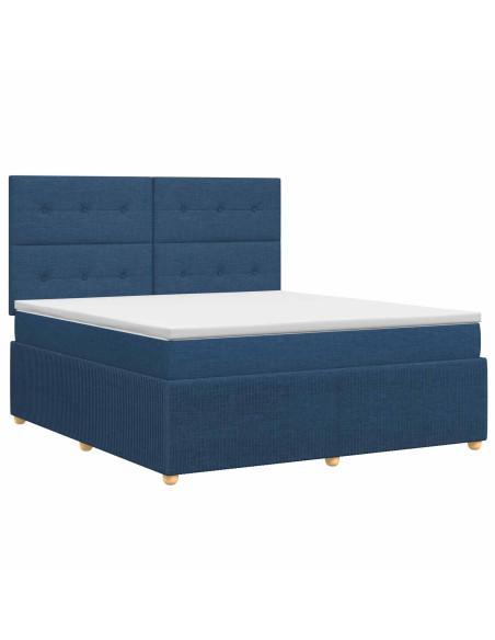 Letto box spring con materasso Blu 180 x 200 cm Tessuto