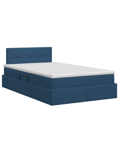 Letto con contenitore e materasso Blu 120 x 190 cm Velluto