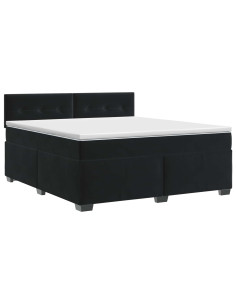Letto box spring con materasso Nero 160 x 200 cm Velluto 2