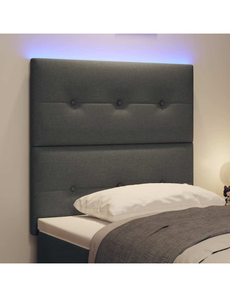 Testiera LED con strisce LED Grigio scuro 90 cm Tessuto