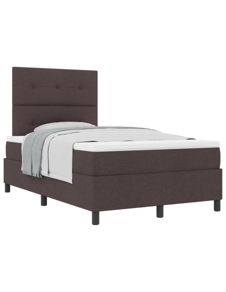 Letto a molle con testiera Marrone Scuro 120 x 200 cm Tessuto