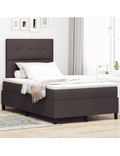 Letto a molle con testiera Marrone scuro 120 x 200 cm Tessuto