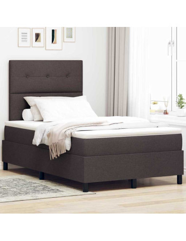 Letto a molle con testiera Marrone scuro 120 x 200 cm Tessuto
