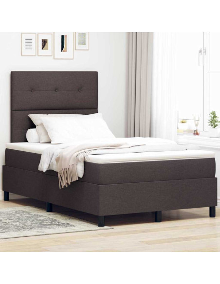 Letto a molle con testiera Marrone scuro 120 x 200 cm Tessuto