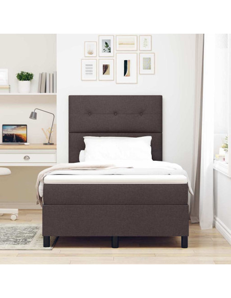 Letto a molle con testiera Marrone scuro 120 x 200 cm Tessuto