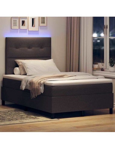 Letto a molle con testiera Marrone scuro 120 x 200 cm Tessuto
