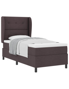 Letto a molle con testiera Marrone scuro 100 x 200 cm Tessuto 2