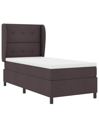 Letto a molle con testiera Marrone scuro 100 x 200 cm Tessuto