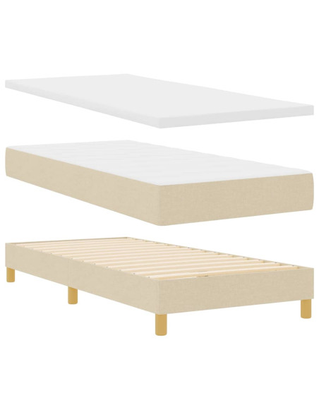 Letto a molle con cuscino Crema 100 x 200 cm Tessuto