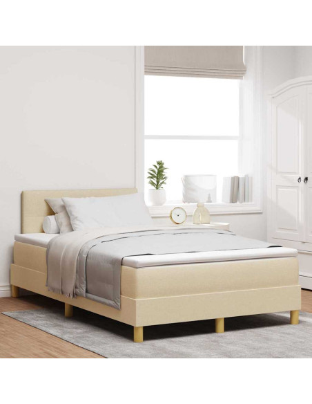Letto a molle con cuscino Crema 120 x 200 cm Tessuto